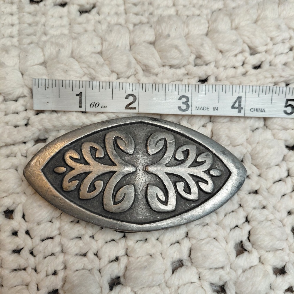 Vintage Jesse Mcleod Belt Buckle Indiana Metal Crafts Silvertone Pewter Rare Art - Picture 5 of 6